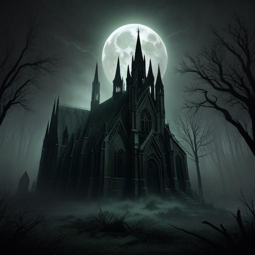 Dark Gothic Creature in Haunted Church