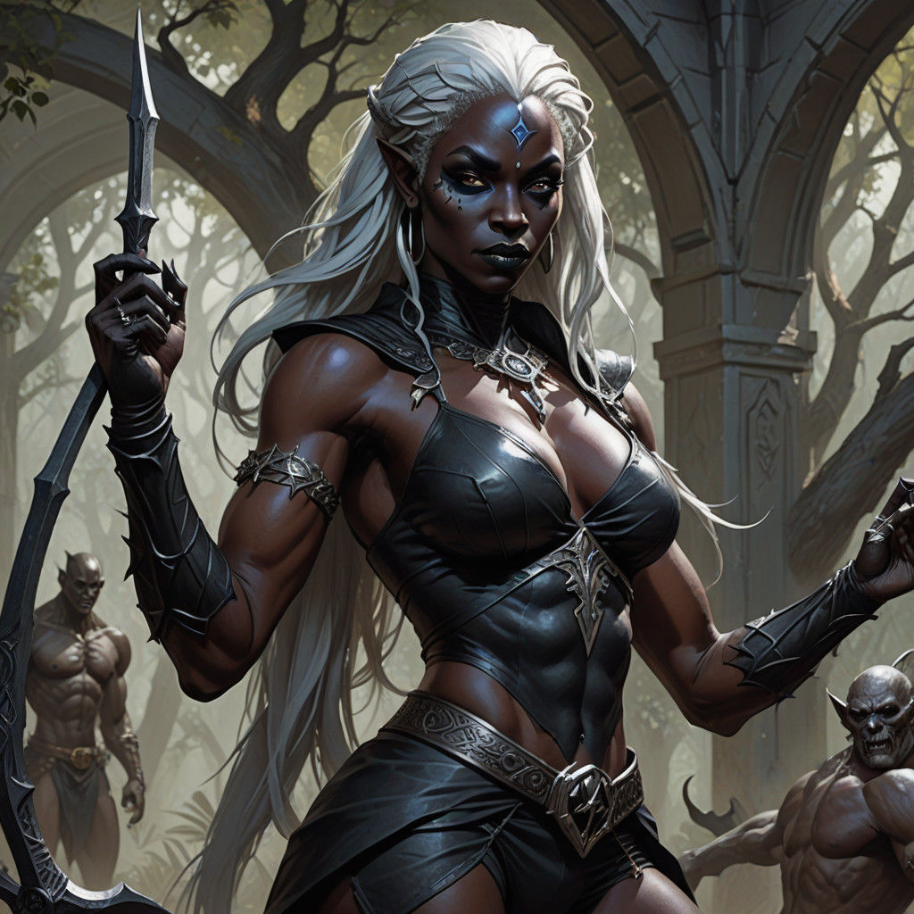 Elegant Drow Goddess in Dark Beauty