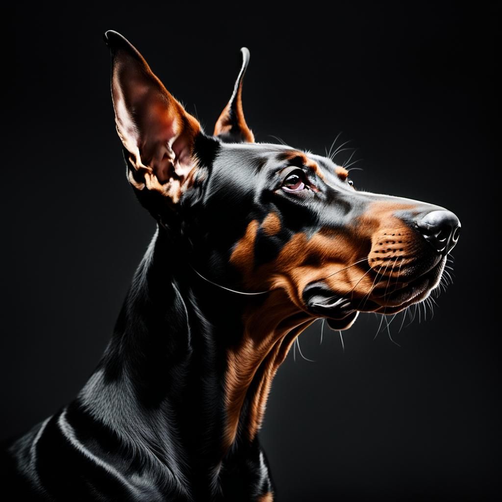 Doberman Dog in Striking White Line Design