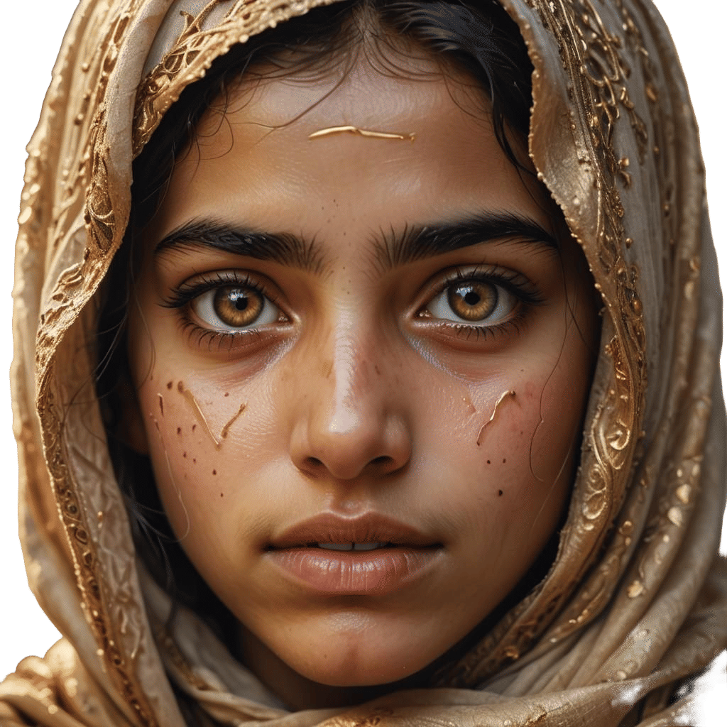 Sad Arab Orphan Girl Crying