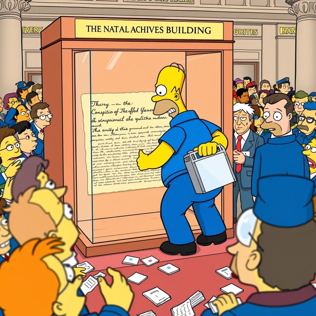 Homer Simpson Swaps US Constitution for Coffee Maker in Sati...