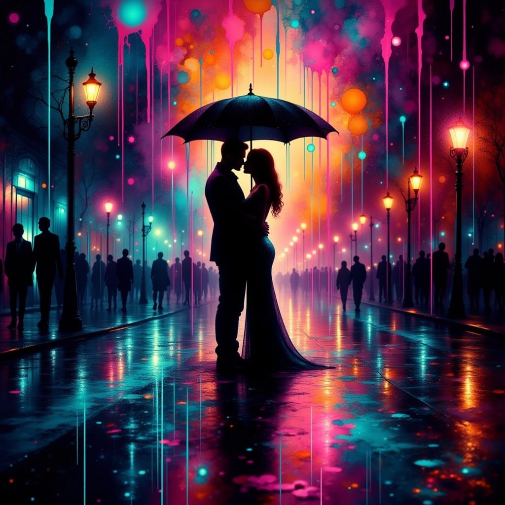 A silhouette of lovers