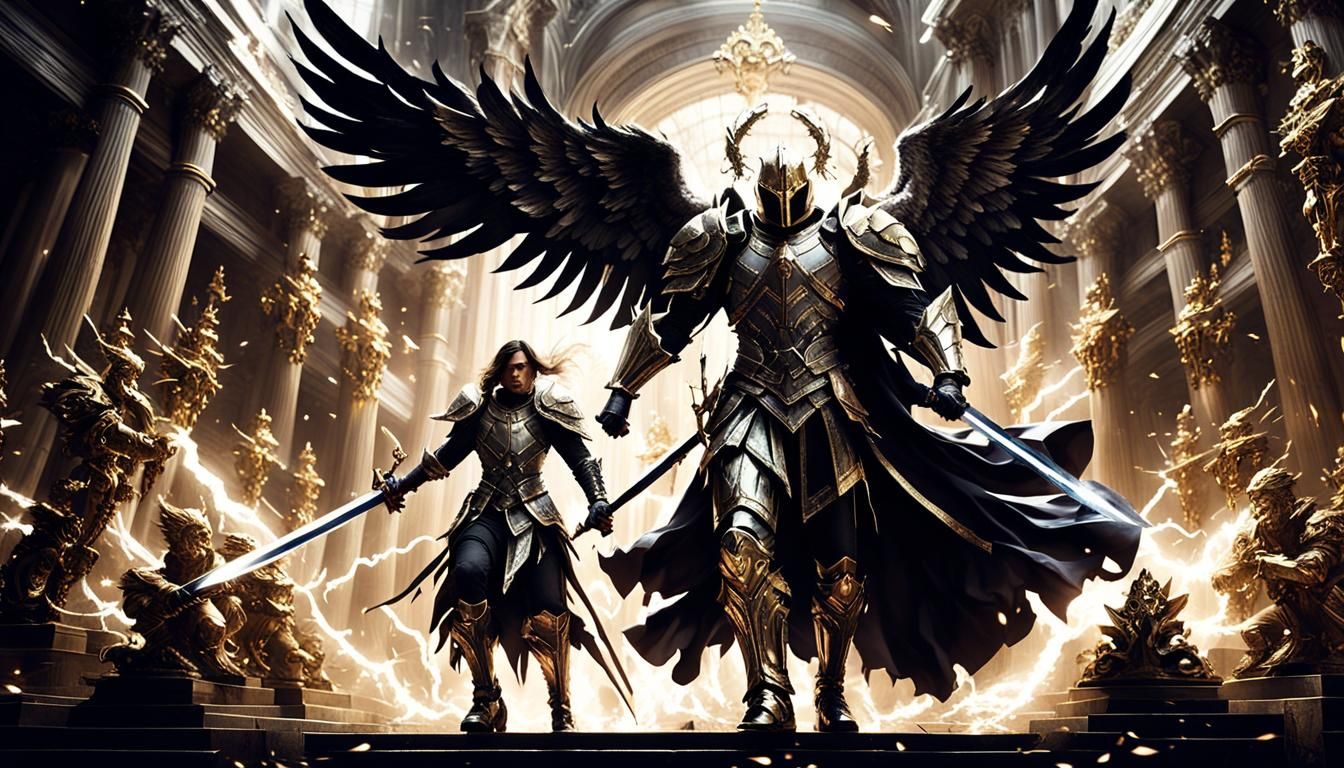 Archangel Knight Battles in Lightning Storm