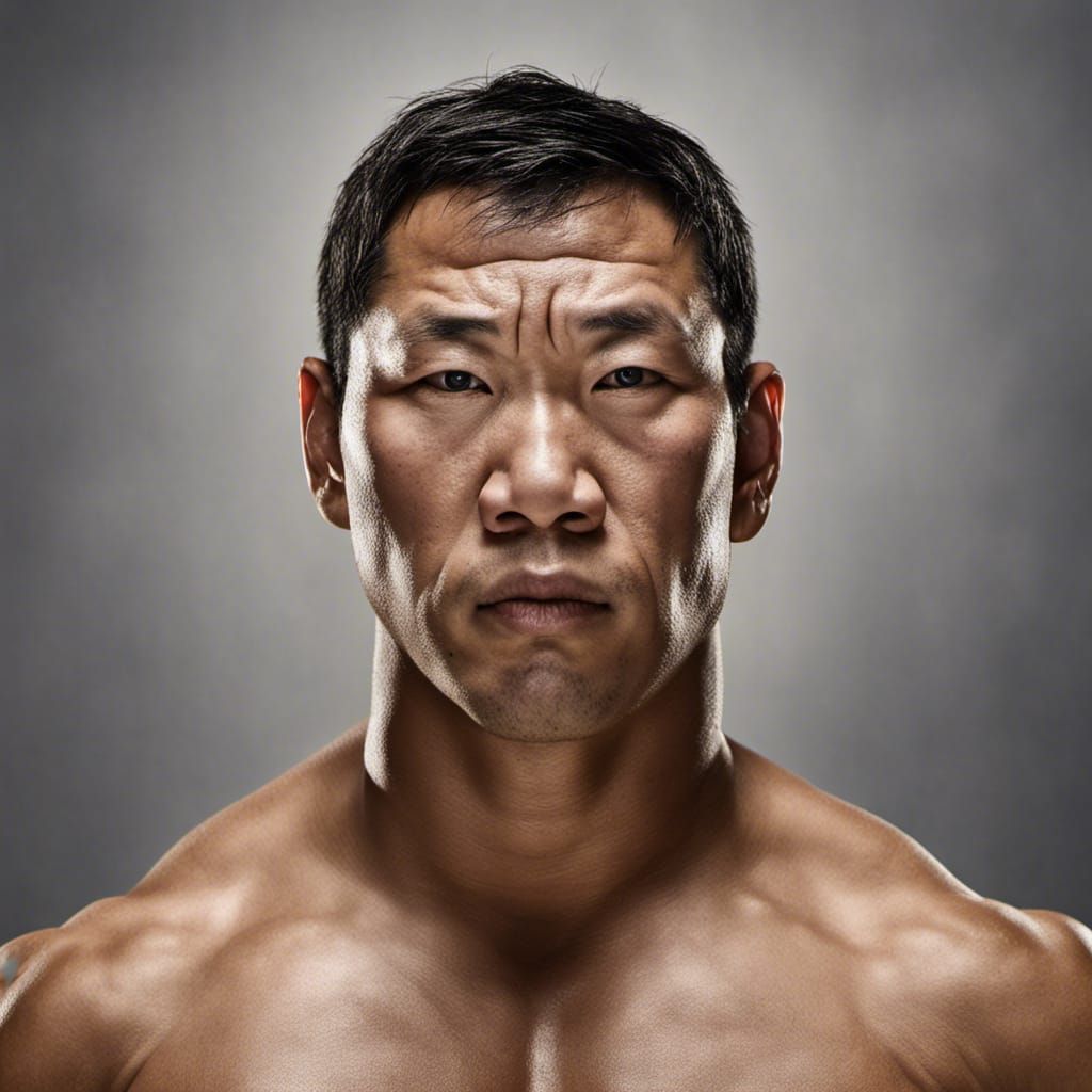Asian Pro Wrestler Portrait in Studio Lighting