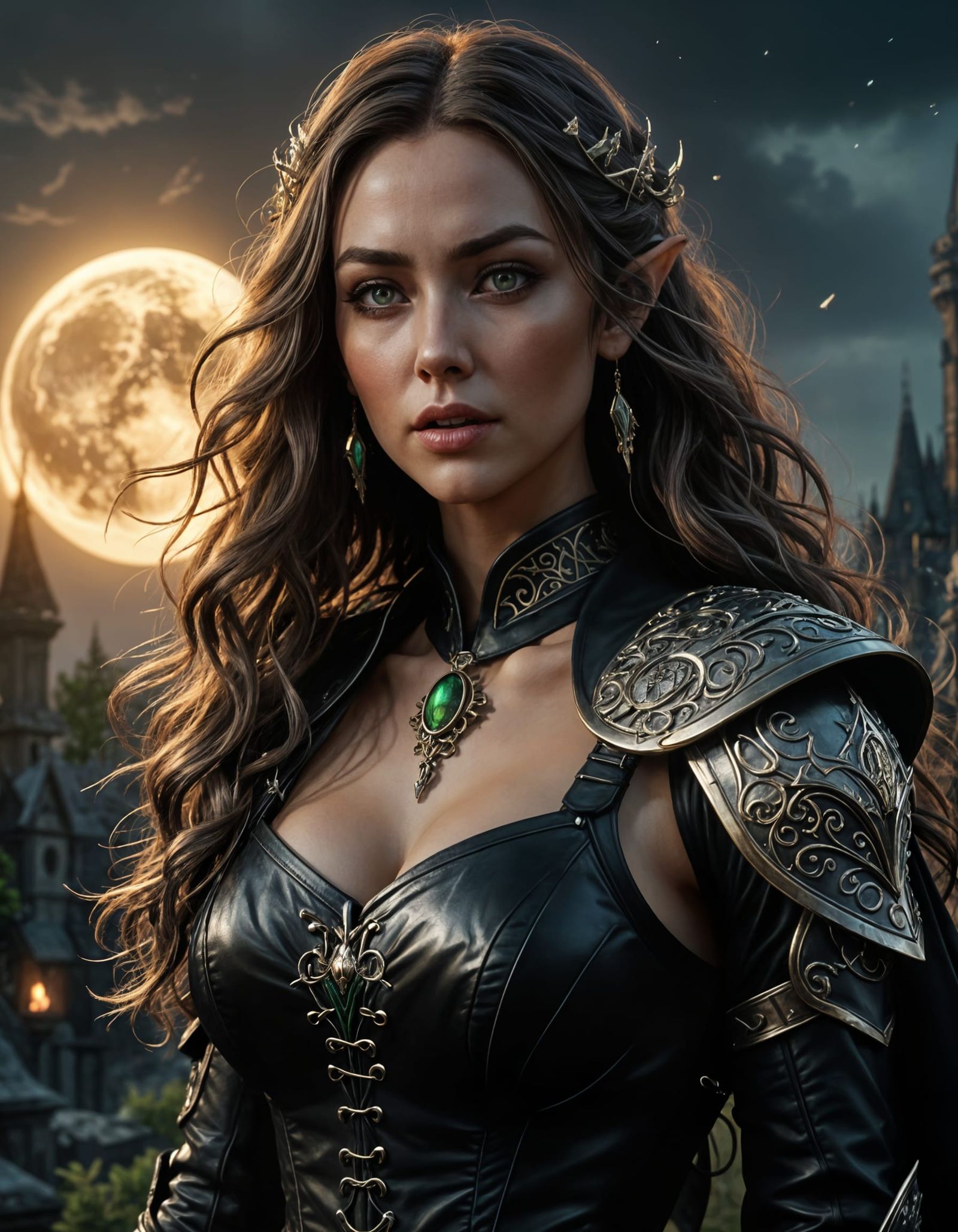 Ethereal Elven Maiden Under Radiant Full Moonlight