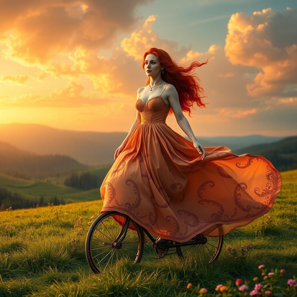 Redhead Lady on Ice Cream Wheels in Chocolate Flood