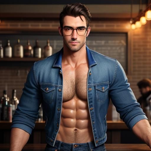 Handsome Bartender Making Drinks in Cozy Bar