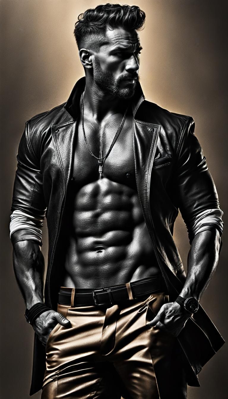 Ruggedly Handsome Male Portrait in Black and White