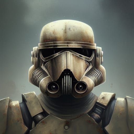 Rusted Dieselpunk Stormtrooper Portrait in 8K
