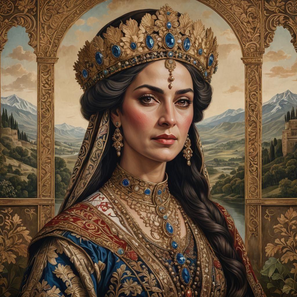Georgian Queen Salome in Ancient Royal Portrait