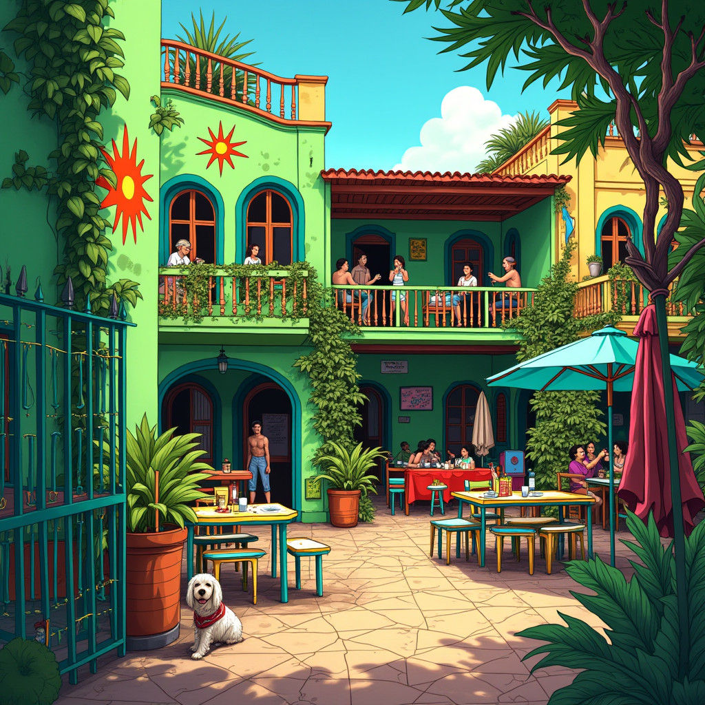 Mexican Hostel in Graffiti Style with Cafe