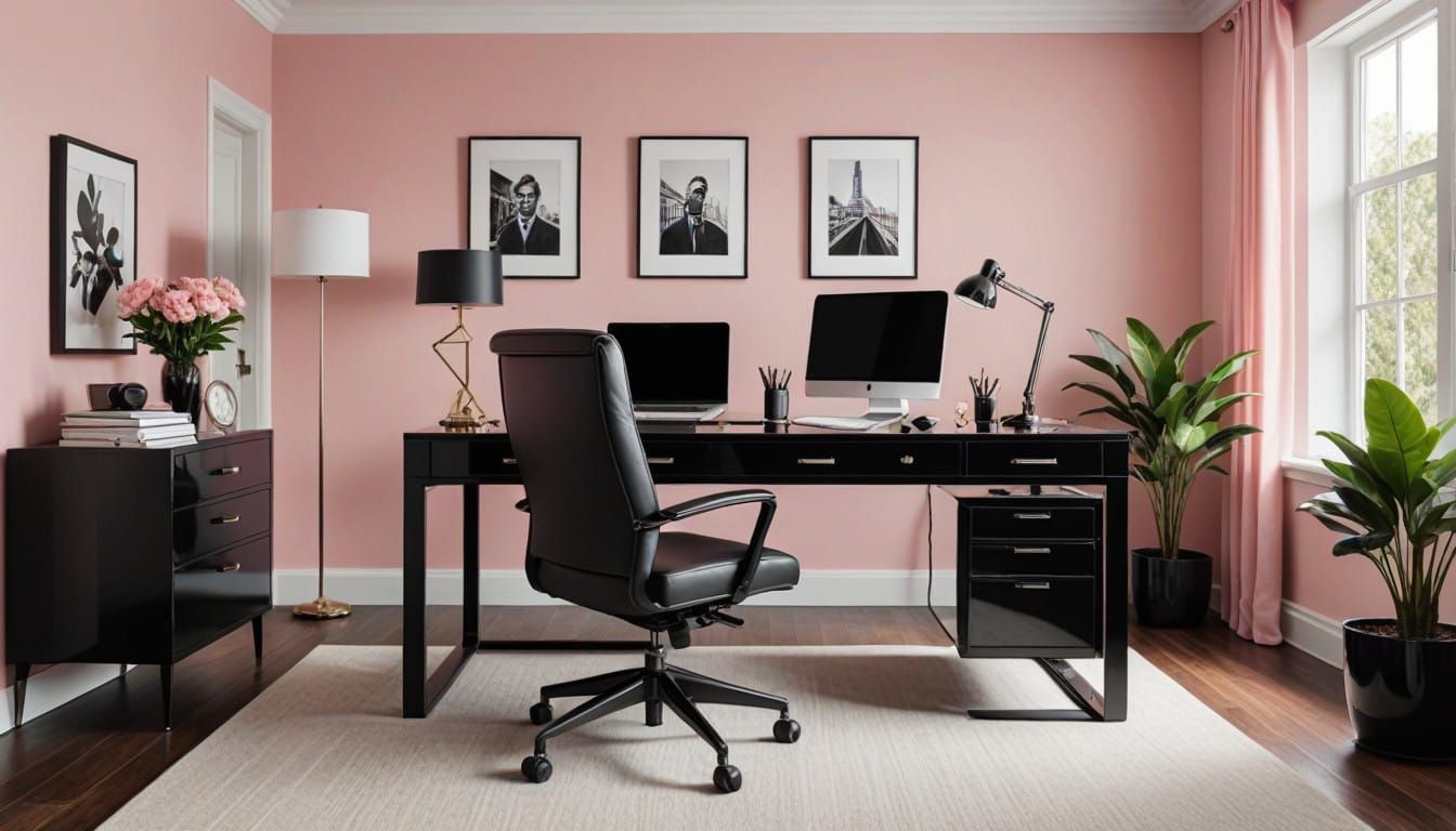 Vibrant Pink Office in Modern Minimalist Style