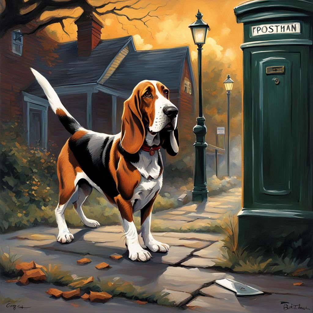 Sinister Basset Hound Confrontation