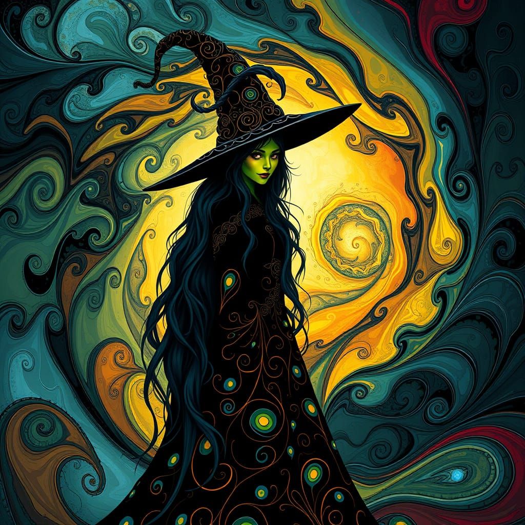 Mystical Druid in Fractal Vortex, Inspired by Bridget Riley ...