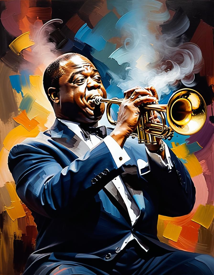 Louis Armstrong Portrait in Oil Painting Style