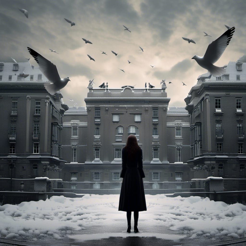 Doves Cry: A Dark Fantasy in Klimt Style