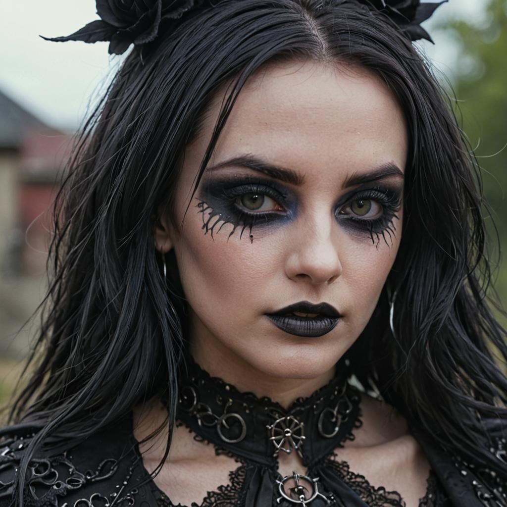 Dramatic Goth Woman Portrait in 8K Ultra-High Definition