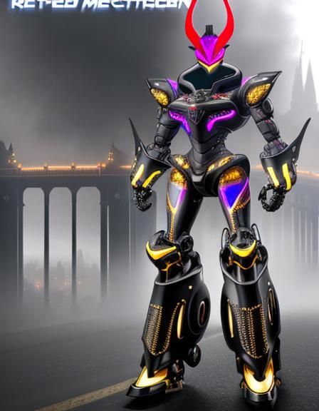 Blackarachnia Robot Wizard in Foggy Cyberpunk City