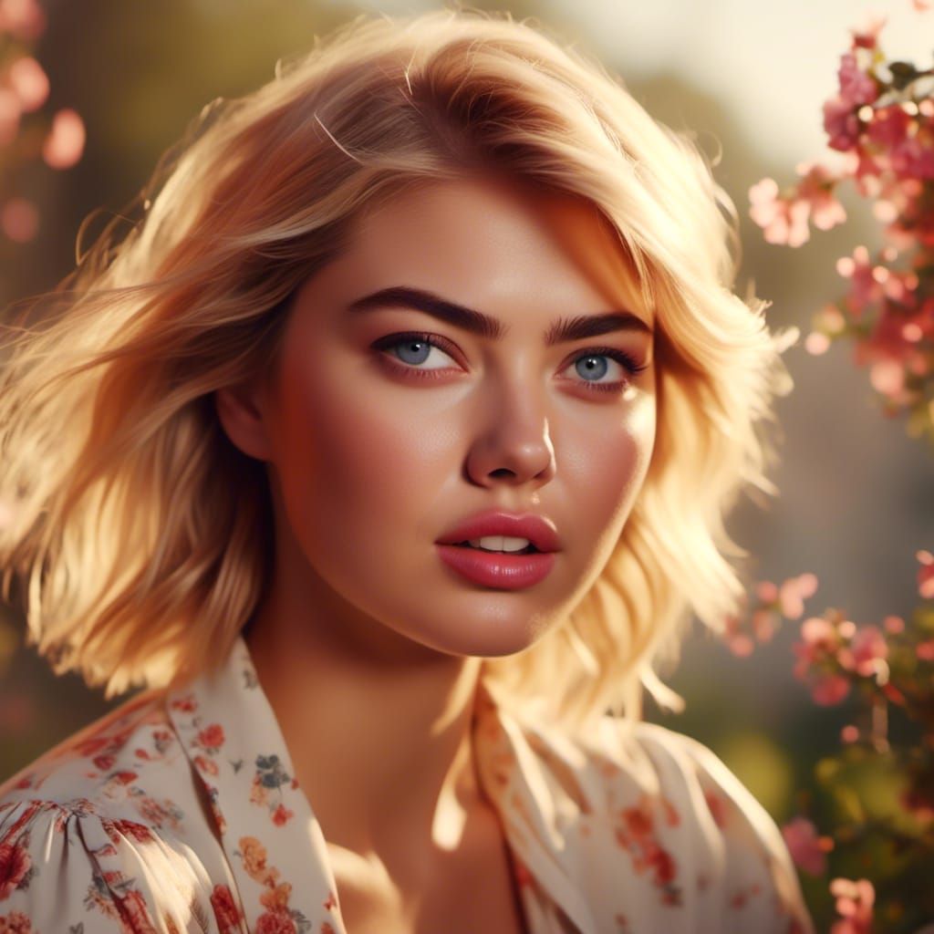 Flirty Blonde Woman Portrait on Sunny Day