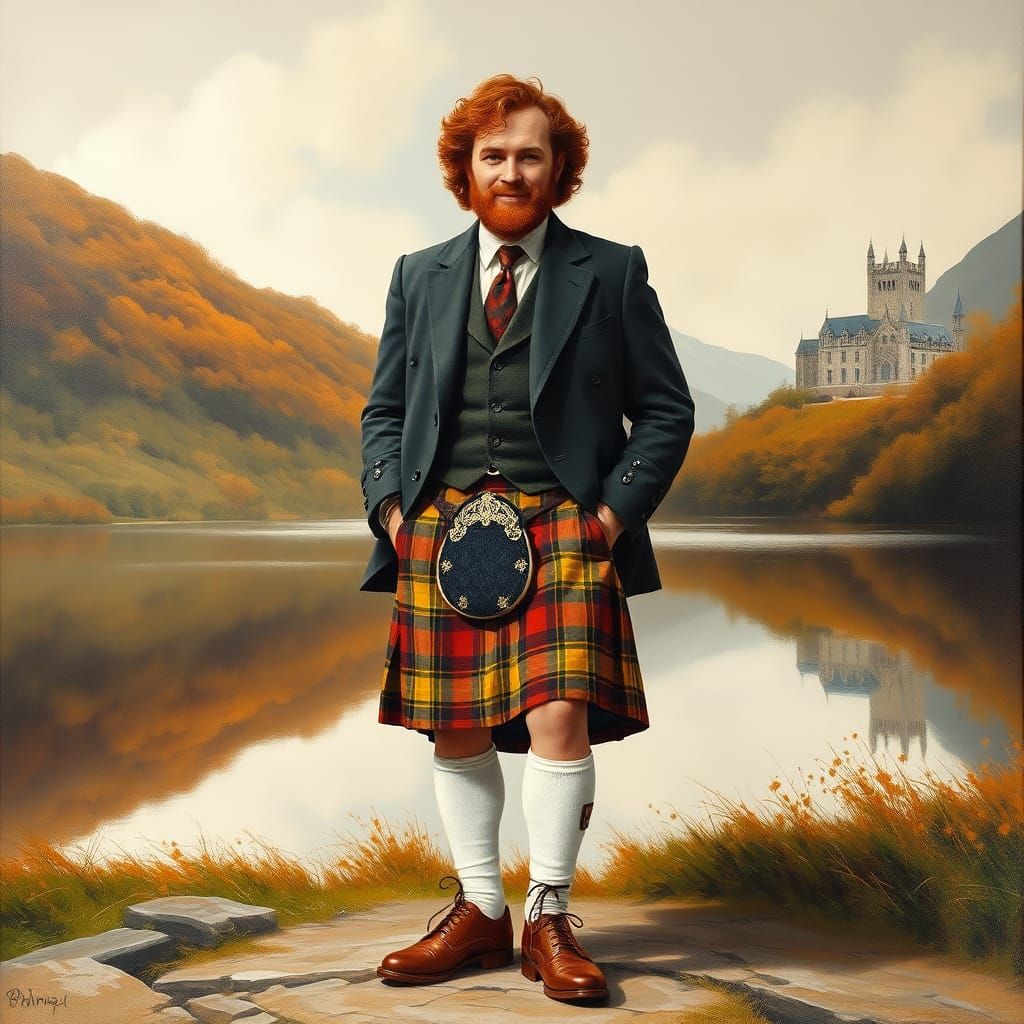 Highlander in Kilt: Oil Painting Portrait