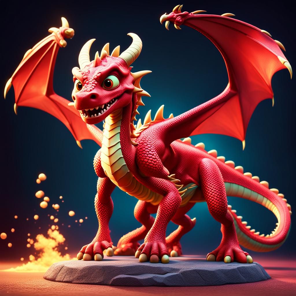 Red Dragon: Pixar-Style 3D Digital Art