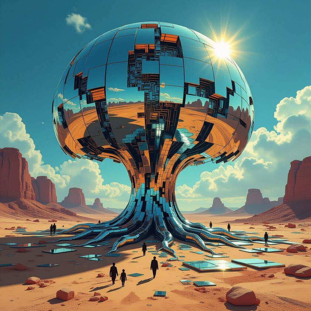 Chrome Circuit Tree in Shattered Glass Desert