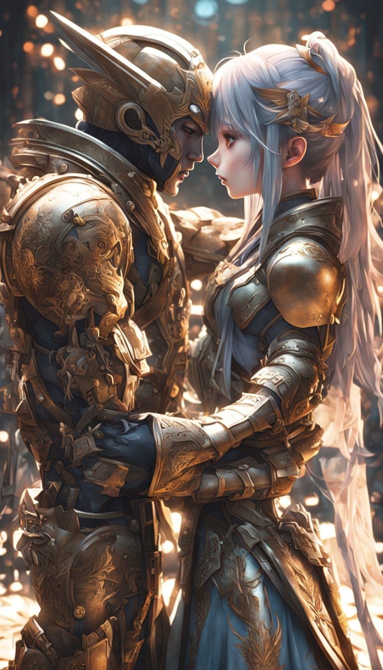 Embracing Couple in 3D Anime Art