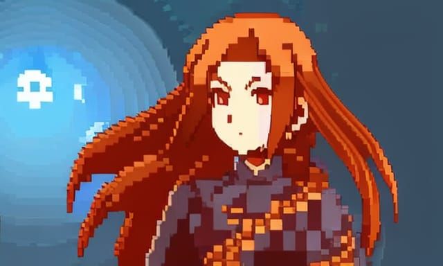Pixel Art Girl Character Portrait in Cold Hues