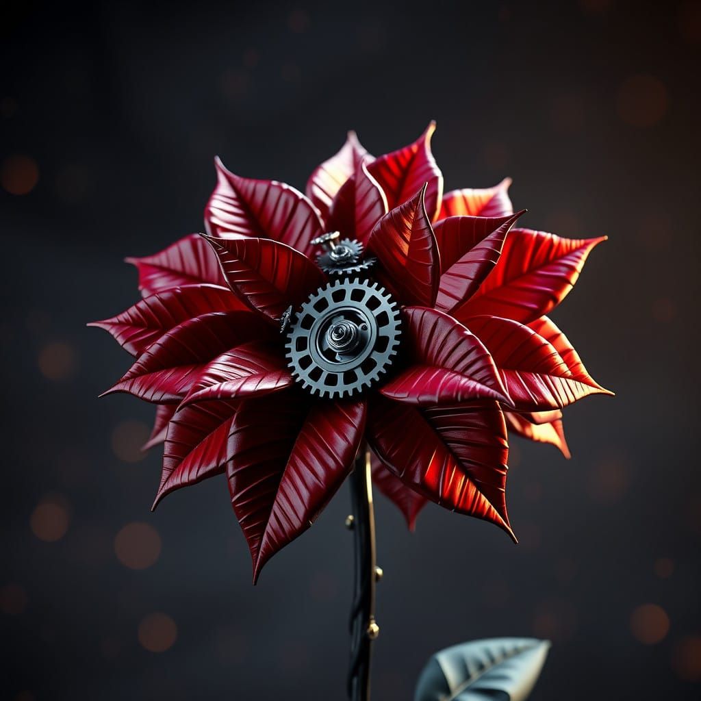Mechanical Poinsettia in Futuristic Glow