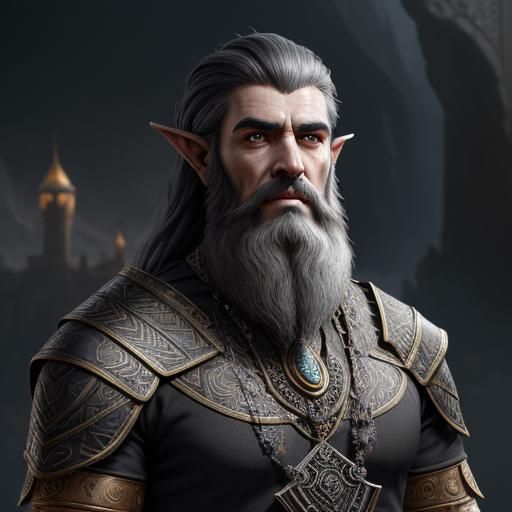 Dwemer Male with Beaded Beard in 8K