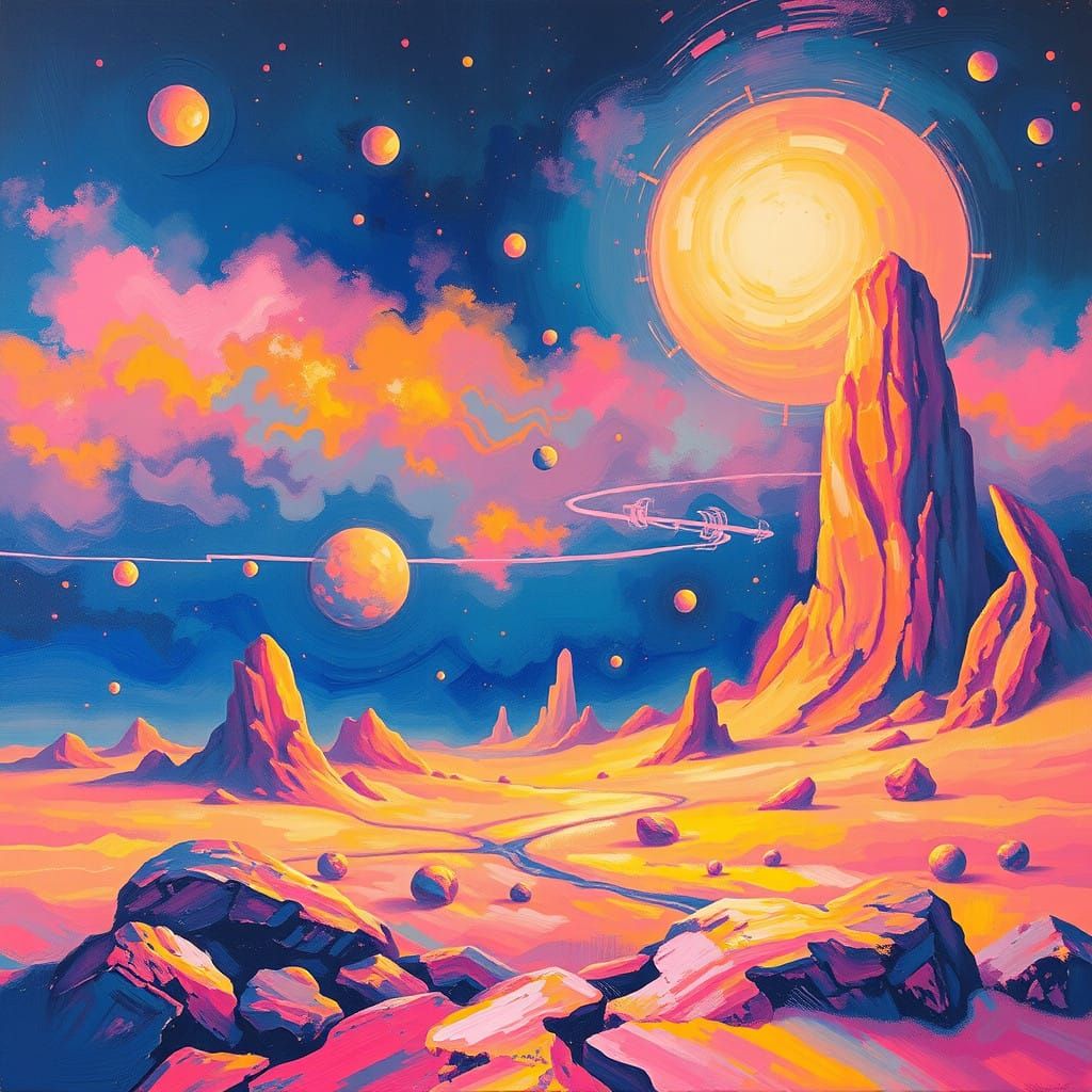 Surreal Gas Planet Dreamscape in Vibrant Impressionist Color...