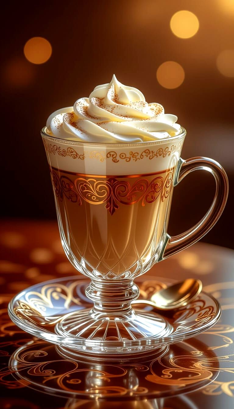 Latte Art in Alphonse Mucha Style