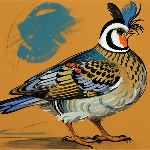 Quail Painting in Style of Toulouse-Lautrec