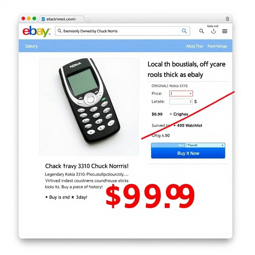 Chuck Norris' Nokia 3310 on eBay: A Humorous Mockup