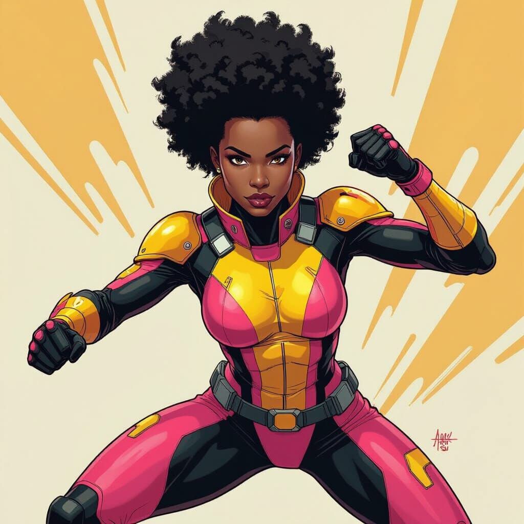 Afrofuturistic Superheroine Concept Art in Comic Book Style
