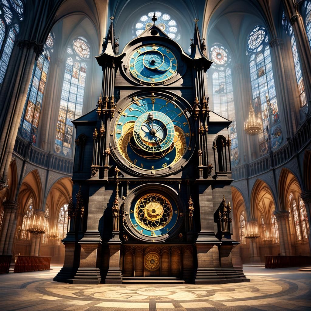 Astronomical Clock in Cathedral: Matte Painting
