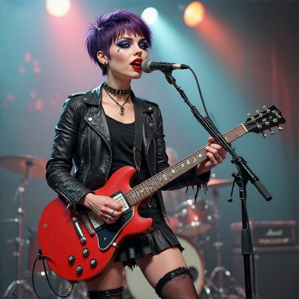 Raucous Punk Rockstar in Tattered Attire