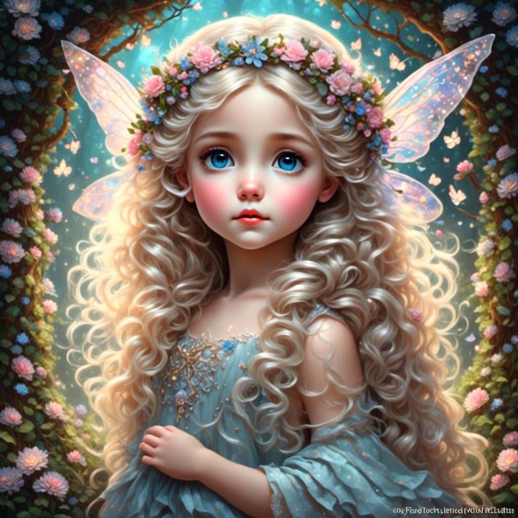Detailed Fairy Portrait in Forest Scene