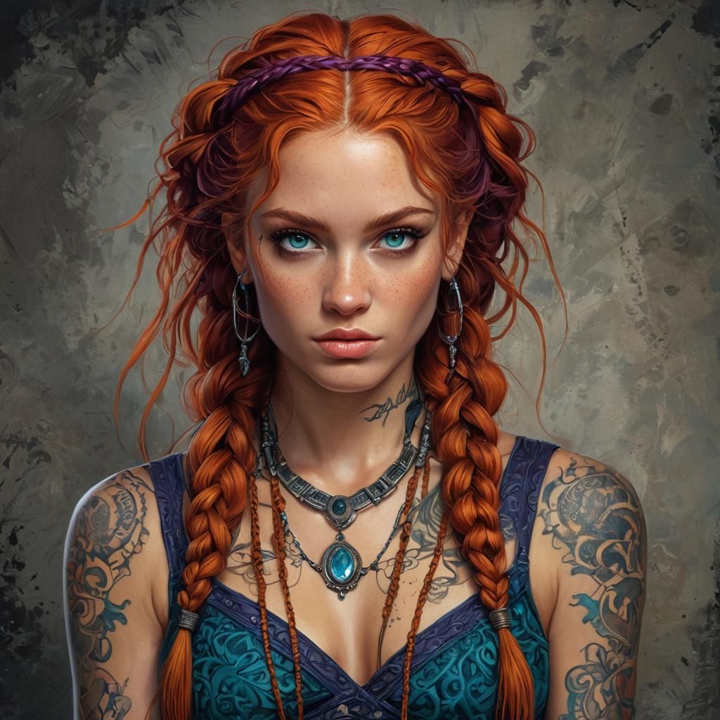 Ginger Haired Woman Portrait in Marc Silvestri Style