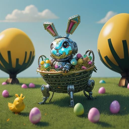 Rococo Robot Easter Bunny with Candy
