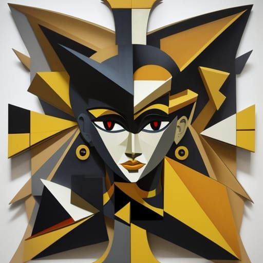 Abstract Cubist Sculpture in Euclidean Style