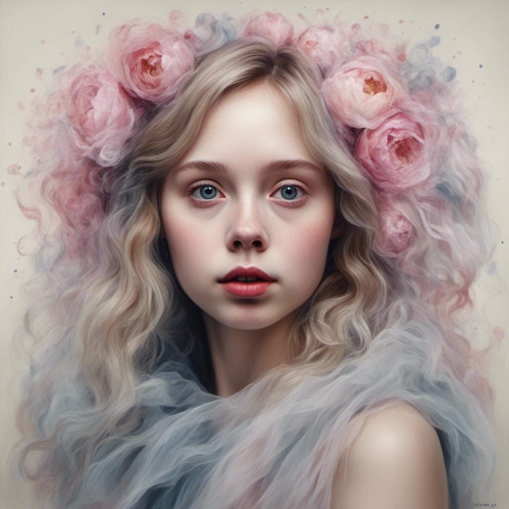 Abstract Painting of Transwoman in Tulle Dress