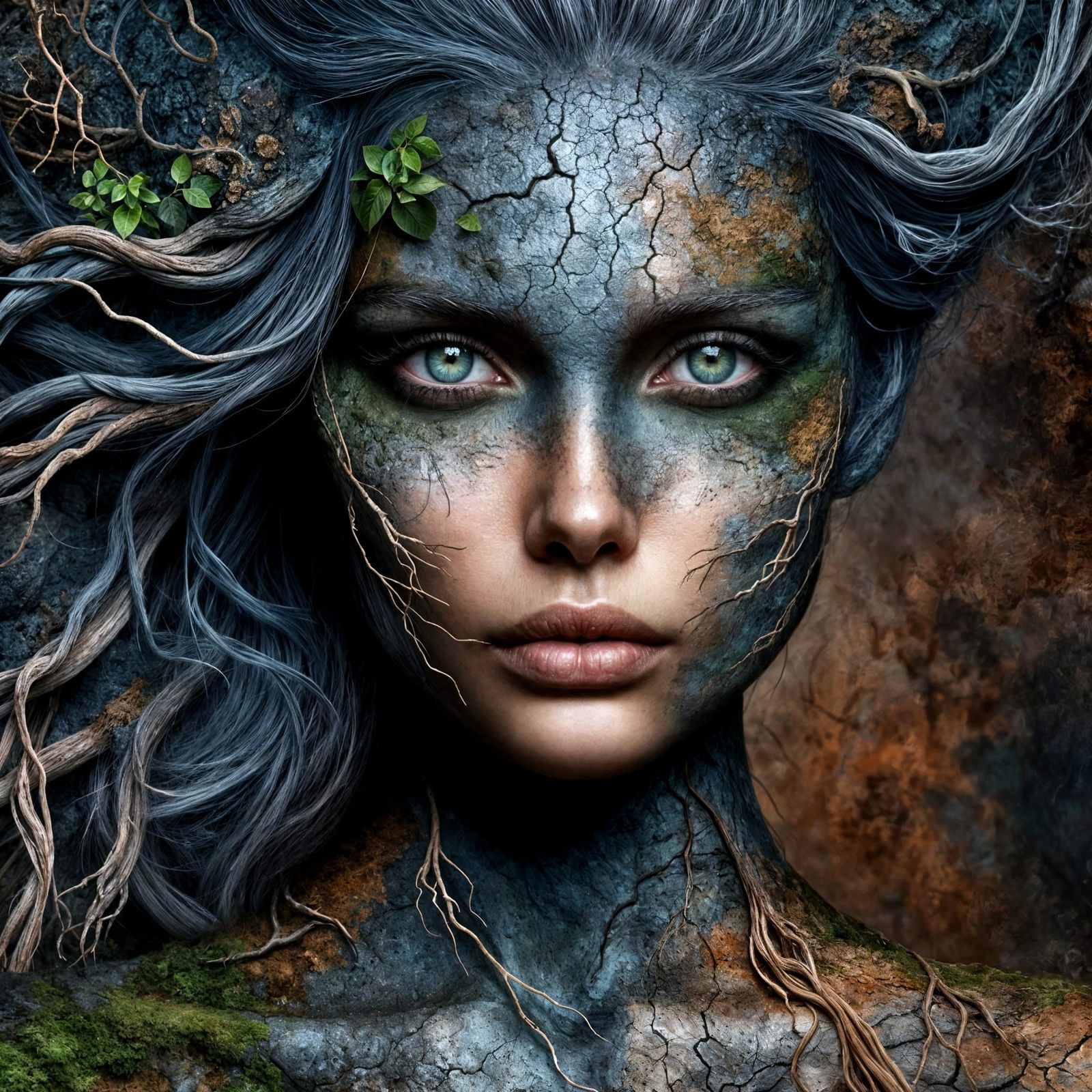 Earth Goddess in Mysterious Harmony with Nature