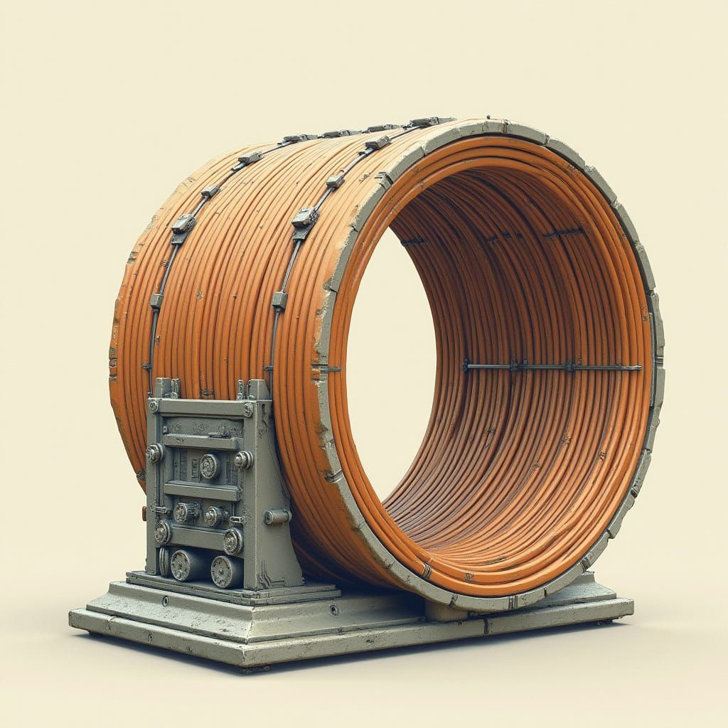 Futuristic Capacitor Train in Copper Coil Tunnel