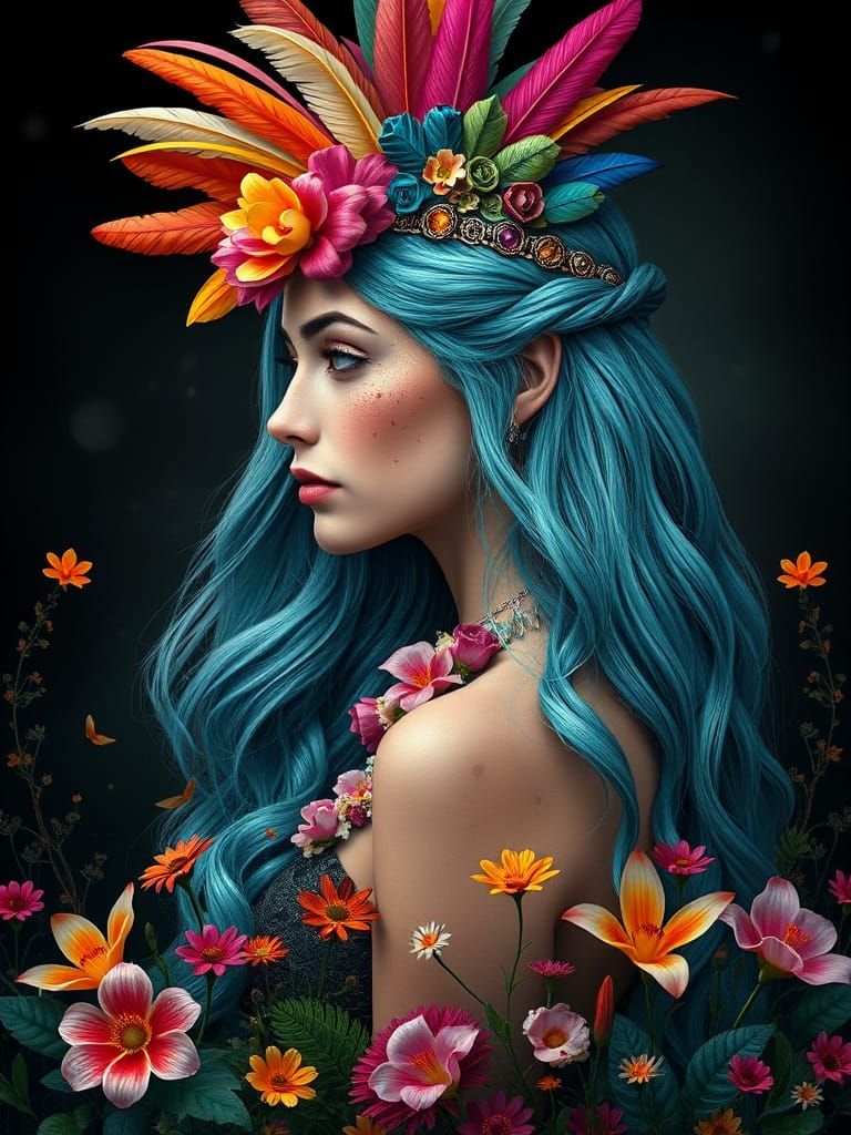 Enchanting Woman in Whimsical Fantasy Portrait
