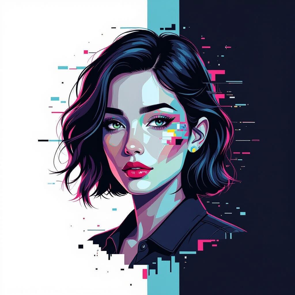 Glitch Art Portrait: Modern Digital Distortion
