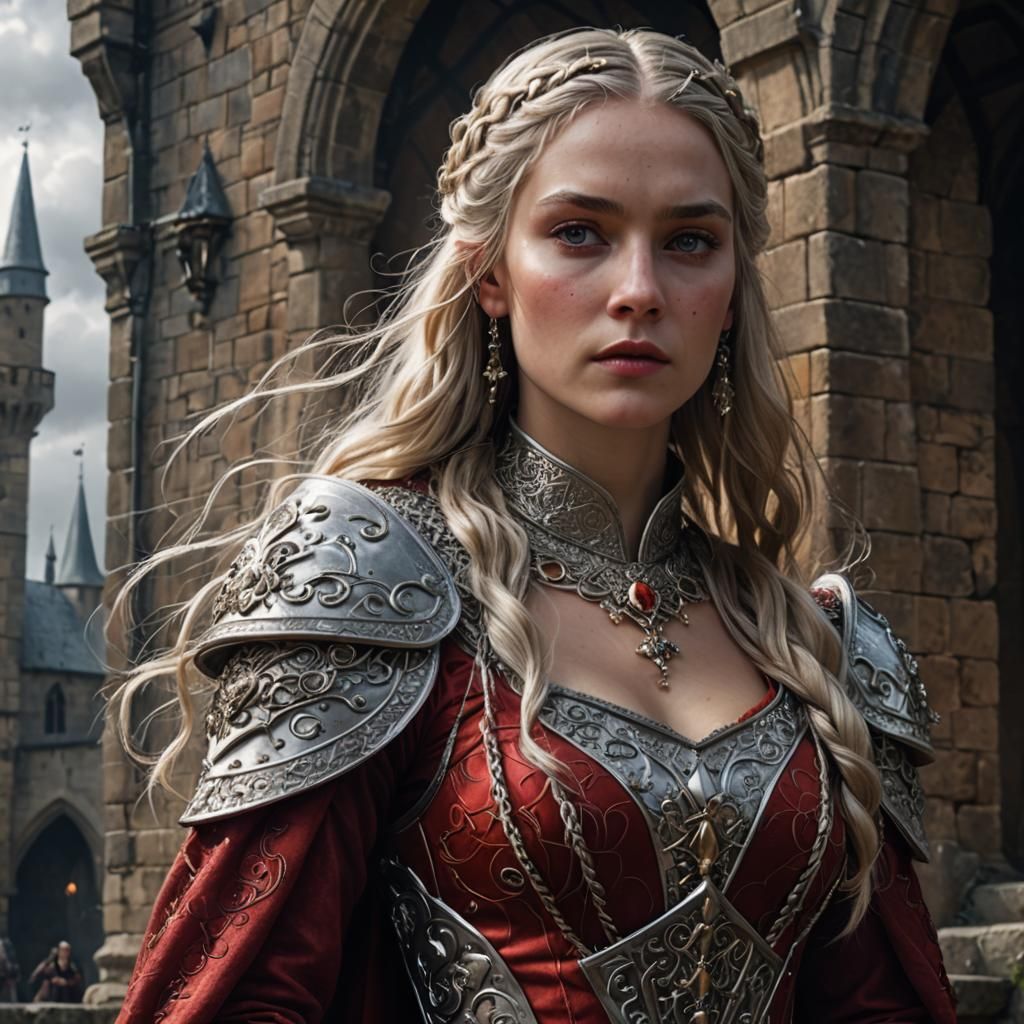 Majestic Silver-Haired Queen in Medieval Fantasy