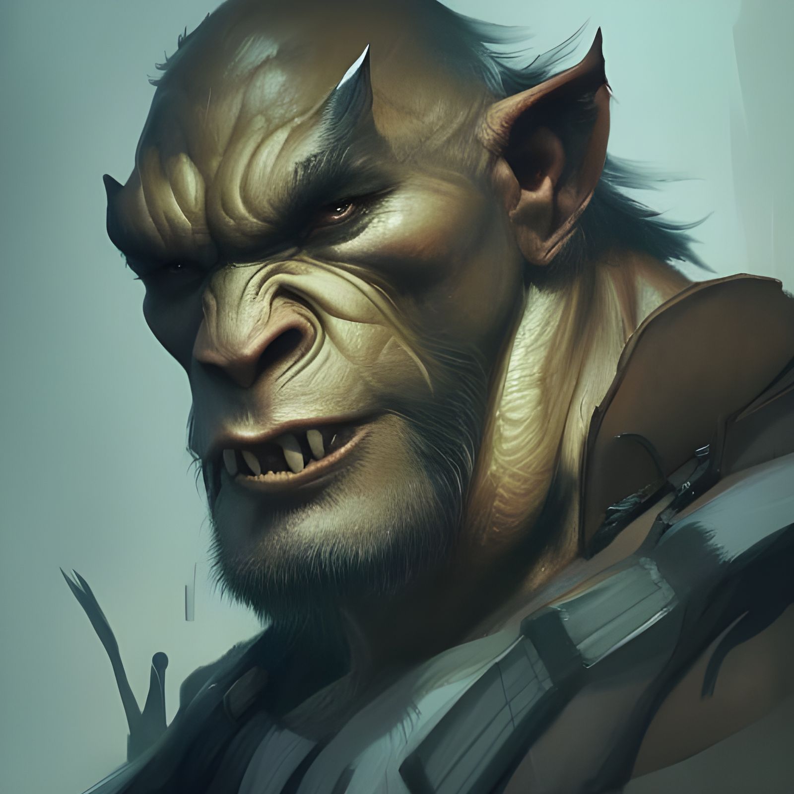 Detailed Portrait of a Hunted Orc Criminal