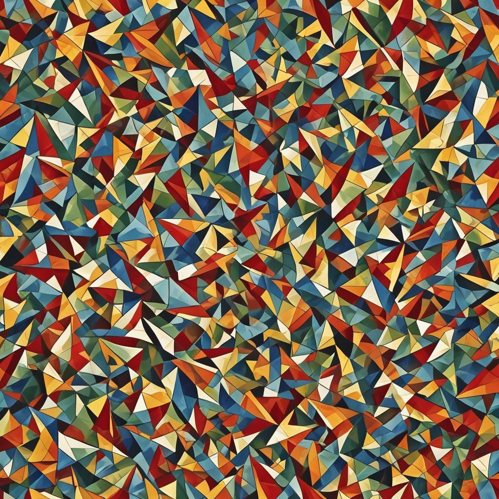 Repeating Falling Leaves in Abstract Cubism Style
