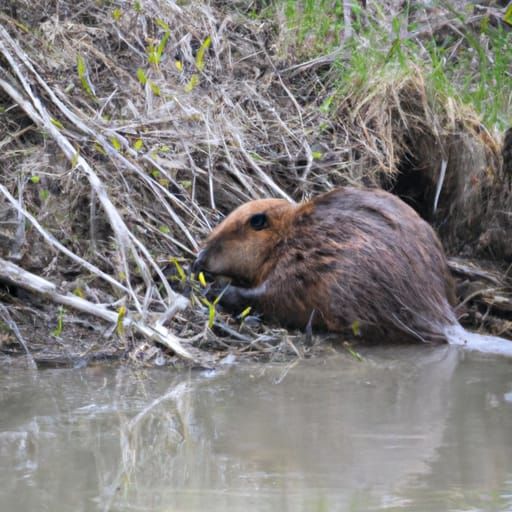 Beaver Building a Dam in its Natural Habitat